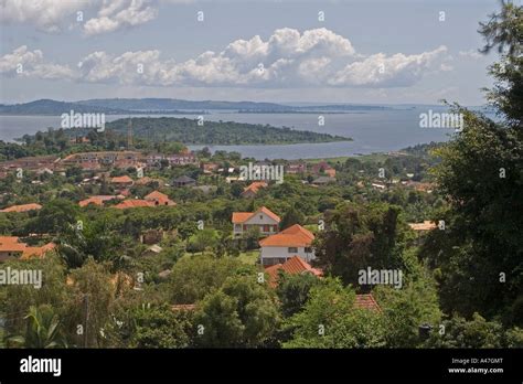 Panoramic view to South East of Kampala and Lake Victoria from Kololo ...