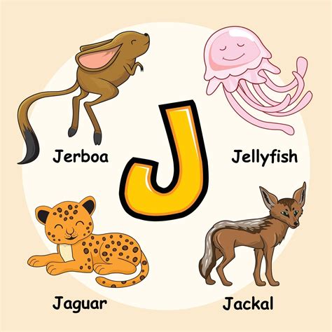 Animals Alphabet Letter J for Jellyfish Jaguar Jackal Jerboa 3281063 ...