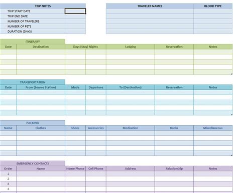 Travel Itinerary Template | Vacation Itinerary Template