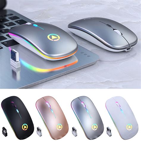 Mouse Wireless Mouse 2.4GHz USB Rechargeable Mouse with RGB Backlit for ...