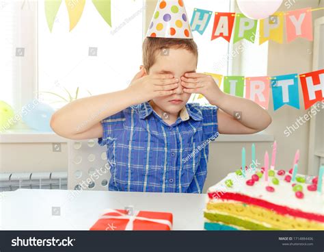 Cute Boy Surprised Birthday Cake Child Stock Photo 1714884406 ...