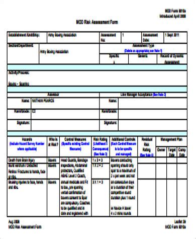 FREE 6+ Army Risk Assessment Samples in PDF