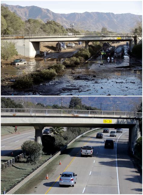 California mudslides, before and after cleanup