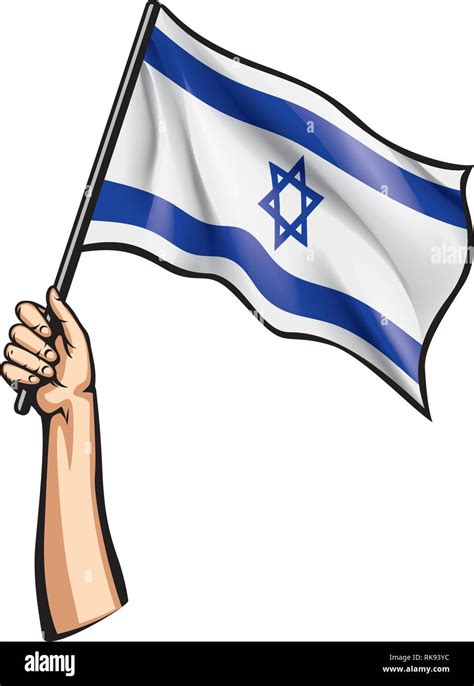 Israel flag and hand on white background. Vector illustration Stock ...