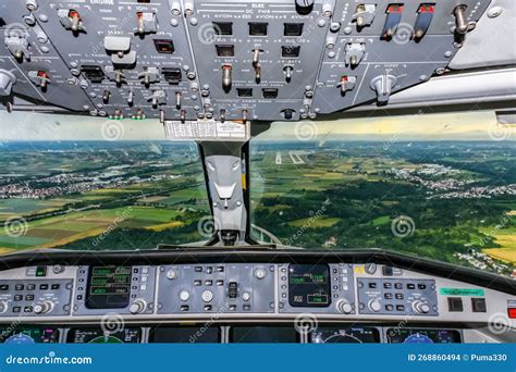 Cockpit view at landing stock photo. Image of helicopter - 268860494