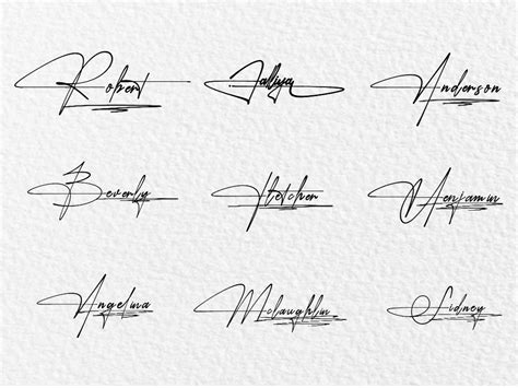 Remarkable cursive, scripted, hand-drawn autographs and signature logo ...