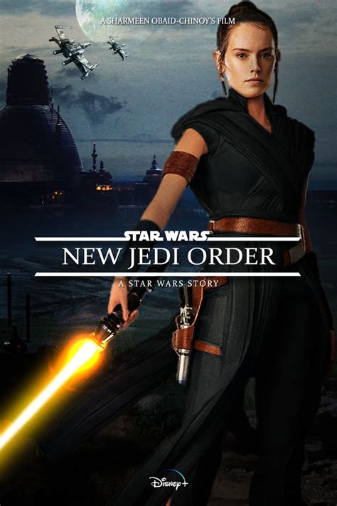 the poster for star wars new jedi order, featuring a woman holding a ...