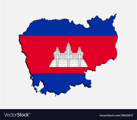 Asia map cambodia made country flag Royalty Free Vector