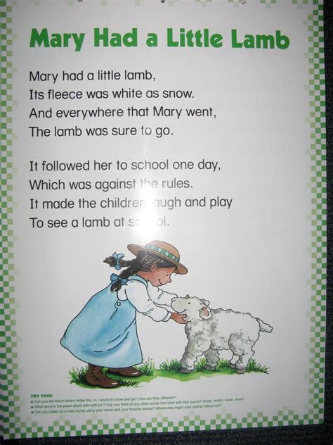 Mary Had A Little Lamb Printable