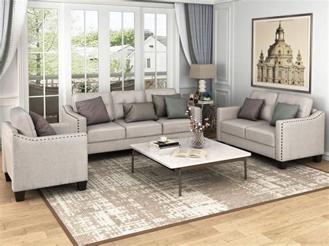 FANYE 3 Pieces Living Room Furniture Sets Include Sofa, Loveseat and ...