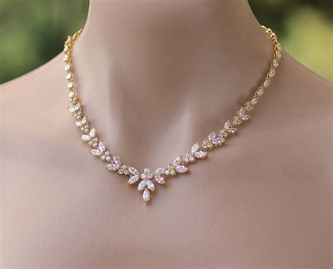 Gold Crystal Necklace Gold Bridal Necklace Gold Crystal - Etsy Canada