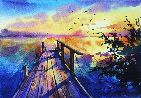 Watercolor Sunset For Beginners at GetDrawings | Free download