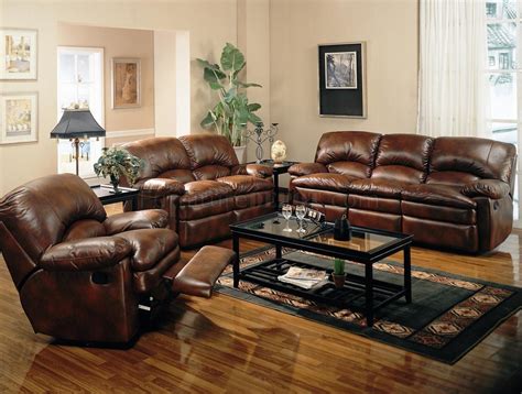 Rich Brown Bonded Leather Modern Reclining Sofa w/Options