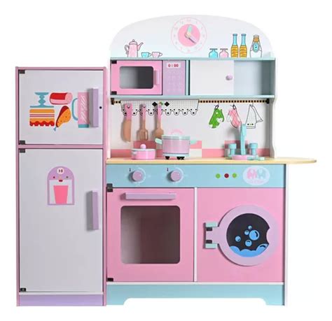 Cocina De Madera Infantil Cocinita Juguete Niños Accesorios Color Rosa ...