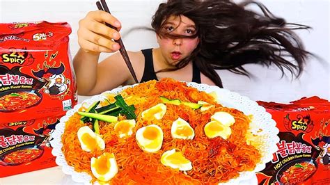 KOREAN COLD SPICY NOODLE • Mukbang & Recipe - YouTube