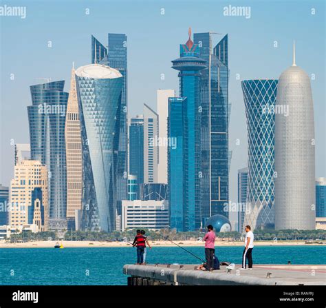 Daytime Skyline view of West Bay business district from The Corniche in ...