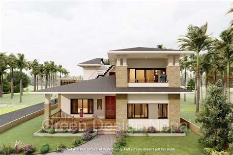 Sloped roof modern house. Location-... - Green Design Nepal