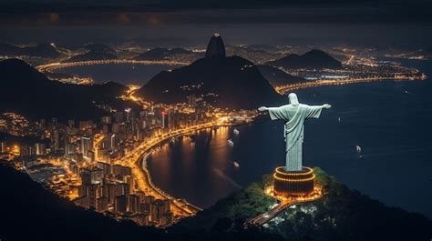 Premium AI Image | Night view of Christ the Redeemer