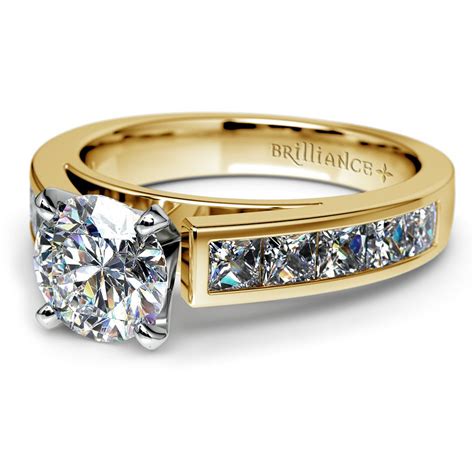 Channel Set Princess Cut Diamond Engagement Ring In Gold | Channel set ...