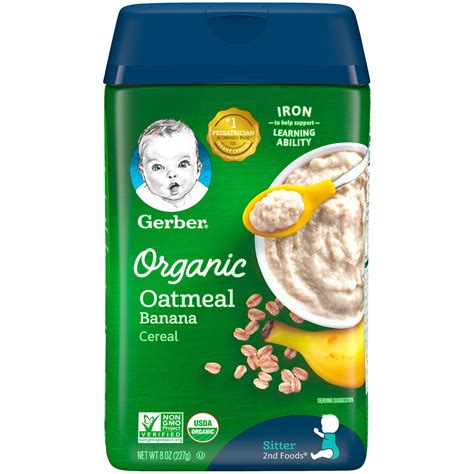 Gerber Organic Oatmeal Banana Baby Cereal, 8 oz (Pack of 6) - Walmart ...