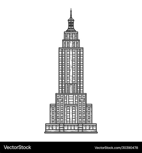 Empire state building sketch Royalty Free Vector Image