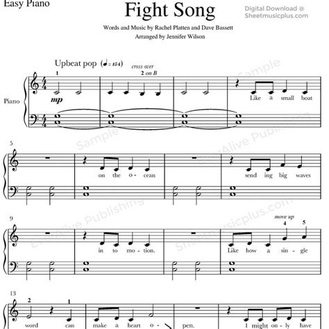 Fight Song by Rachel Platten for easy piano #sheetmusic #piano | Sheet ...