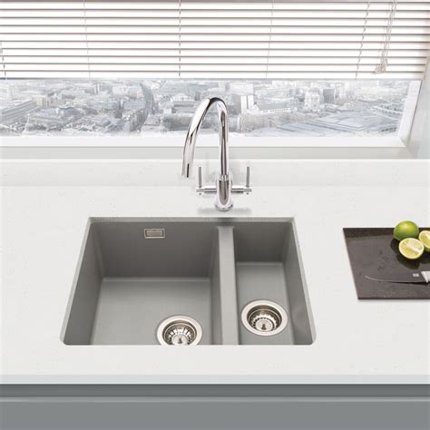 Granite Composite Undermount Kitchen Sink 1.5 Bowl Grey