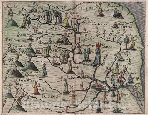 Historic Map : North Riding (England) (Yorke Shyre.), 1622 , Vintage ...