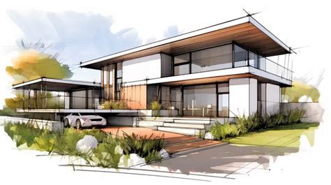 3d Rendering Of A House In Sketch Design Background, House Blueprint ...