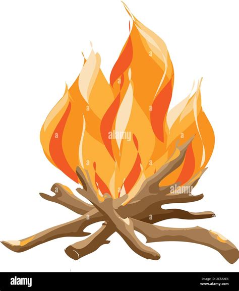 Feu de bois. Illustration de style dessin animé vectoriel de feu de ...