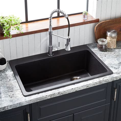 33" Totten Granite Composite Drop-In Kitchen Sink - Black - Granite ...