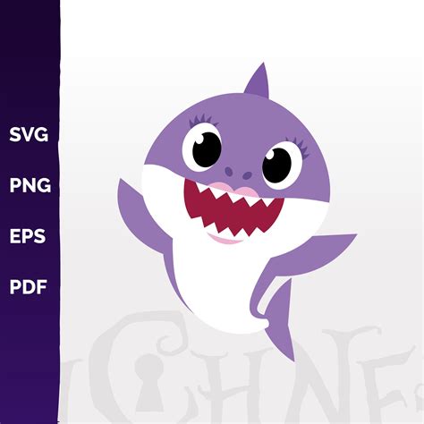 Purple Auntie Shark SVG png pdf eps Purple Shark Graphic | Etsy