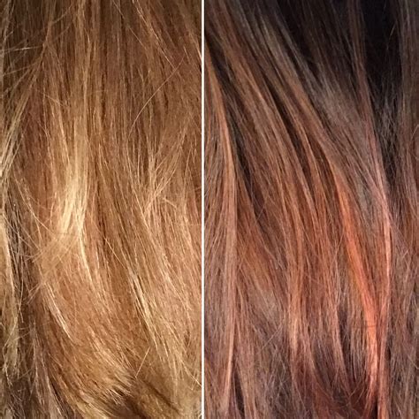 Before and after using Overtone Rose Gold. | Overtone hair, Hair color ...