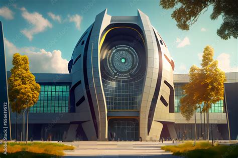 Futuristic school building, ai illustration. Futuristic university ...