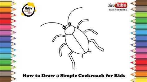 How to Draw a Simple Cockroach for Kids - YouTube