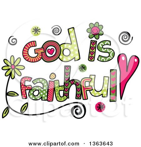 Clipart of Colorful Sketched God Is Faithful Word Art - Royalty Free ...