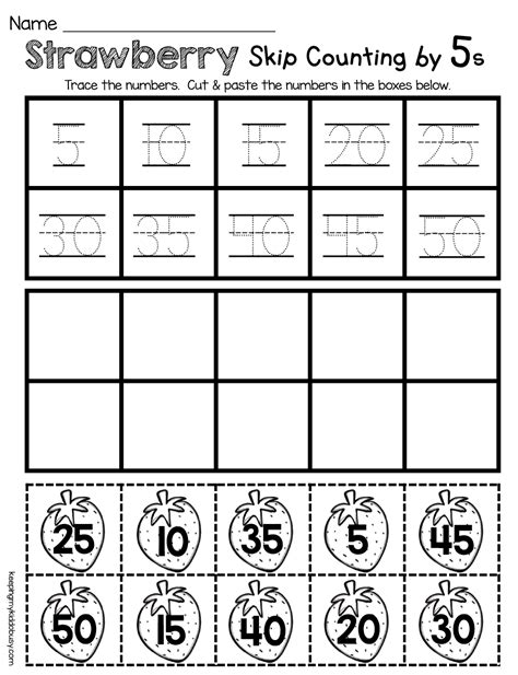 KINDERGARTEN counting by fives - math and reading worksheets for spring ...