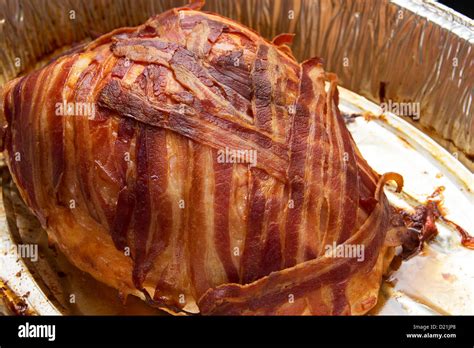 A cooked turkey crown covered in bacon Stock Photo: 52897104 - Alamy