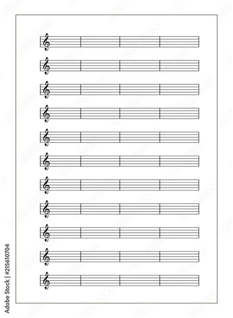 White music sheet with note grid with treble clef on white Stock Vector ...