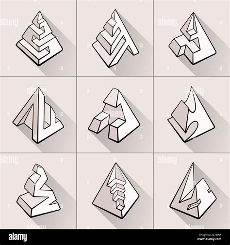 Set of 3D geometric shapes pyramid designs Stock Vector Image & Art - Alamy