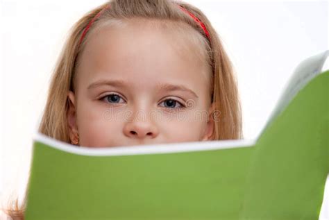 Girl Covers Her Face with Book Stock Image - Image of head, letter ...