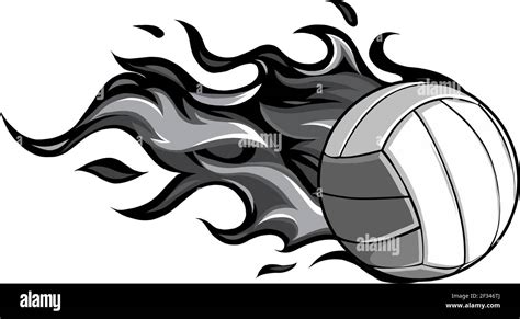 Volleyball Flaming Ball Cartoon vector illustration design Stock Vector ...