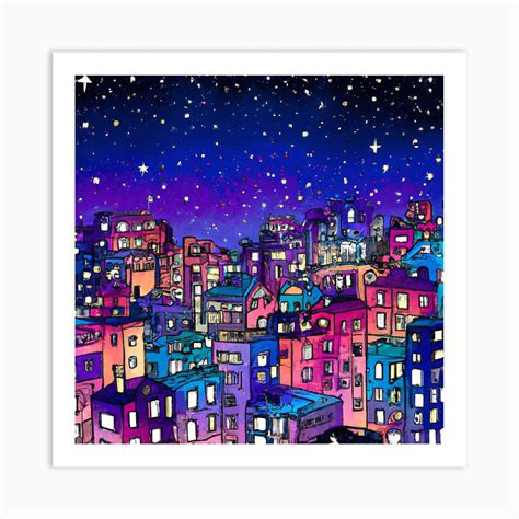 Cityscape At Night 1 Art Print by SomeBunny - Fy