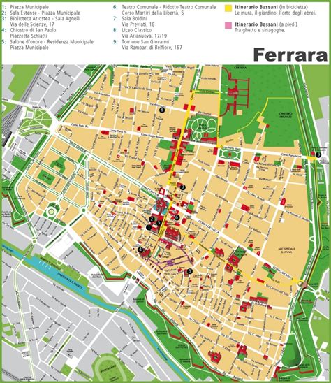 Ferrara sightseeing map - Ontheworldmap.com