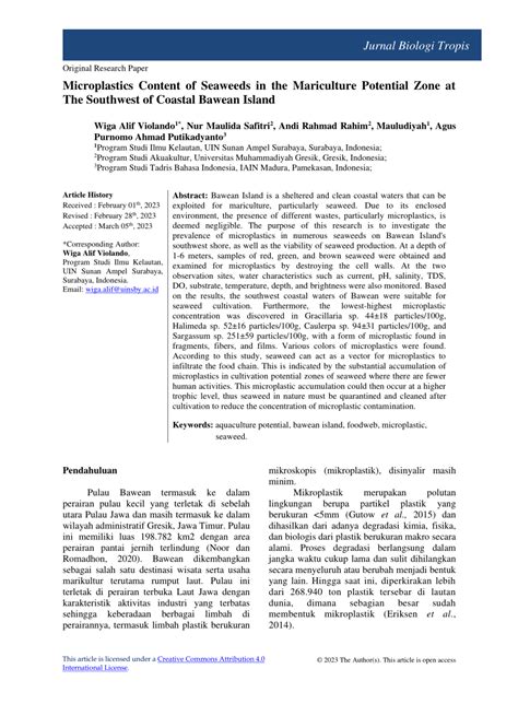 (PDF) Microplastics Content of Seaweeds in the Mariculture Potential ...