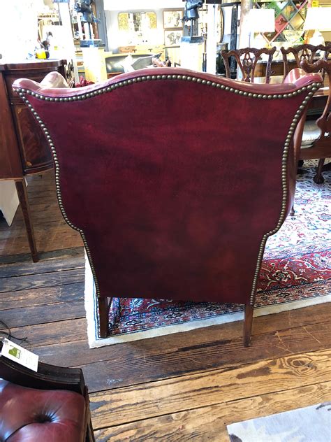 Gutsy Vintage Maroon Leather Wing Chair at 1stDibs | maroon wingback ...