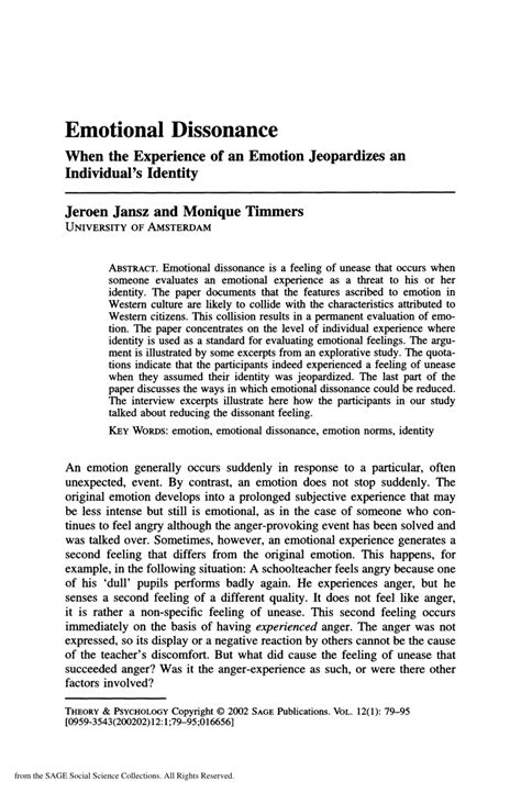 (PDF) Emotional dissonance: When the experience of an emotion ...