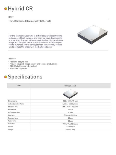 Medical Hybrid CR X-Ray Scanner Specification | PDF