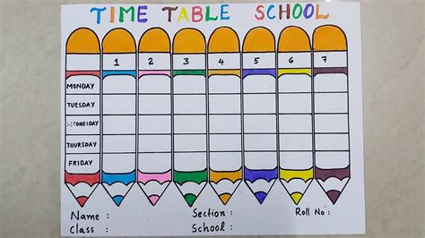 School Time Table Design // Beautiful Time Table design for Class ...