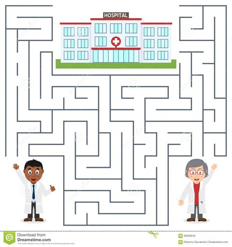 Doctors And Hospital Maze For Kids Stock Vector - Illustration of ...